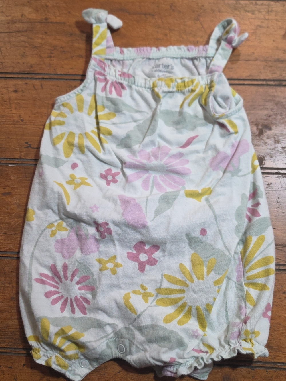 Carter's White Romper with Pink & Yellow Floral Print